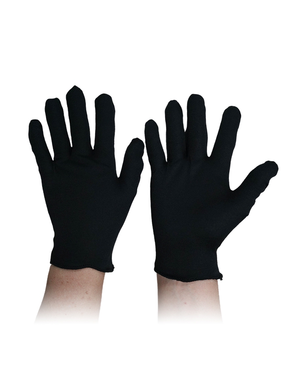 Black grey cloth gloves